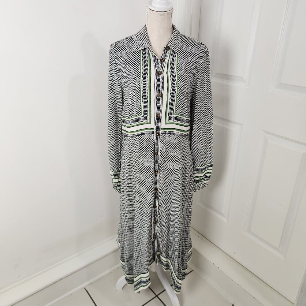 Maeve Anthropologie Dress Womens 12 Polka Dot Constantine Handkerchief Hem - Picture 2 of 16